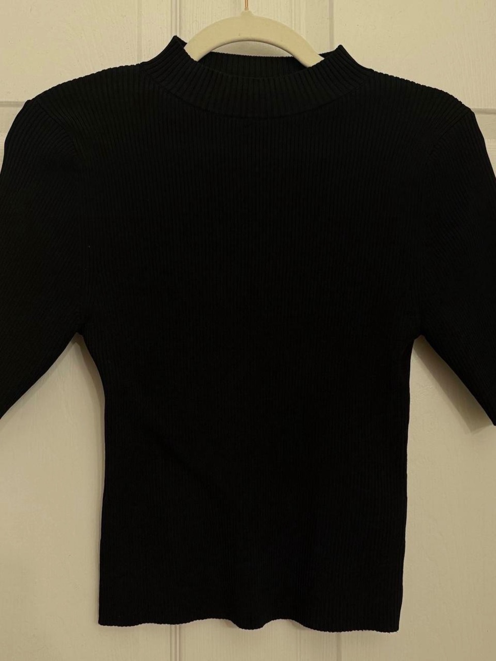 Black Ribbed Mock Neck Sweater - Women